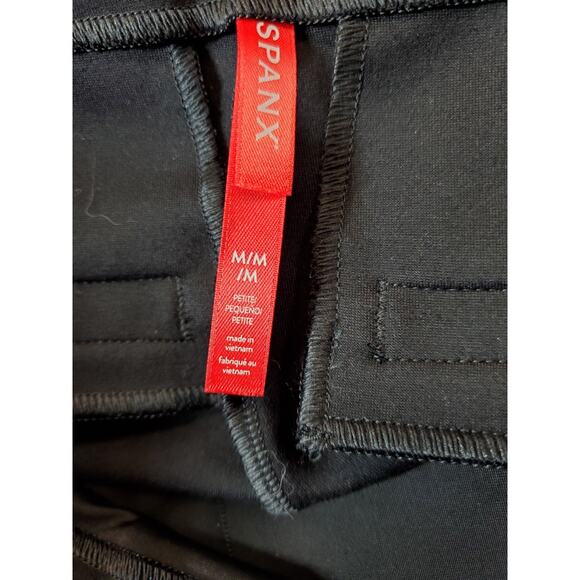 SPANX Ponte Tab Front Ankle Straight Pants Womens Medium BLACK Gold Buttons - Picture 8 of 14